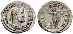 Maximinus Thrax - Domitius Domitianus RÖMISCHE KAISERZEIT Maximinus Thrax-235-238 Denar (2,98 g), Rom 236/238. Av.: MAXIMINVS PIVS AVG GERM, belorbeerte drapierte und gepanzerte Büste. Rv.: VICTORIA G