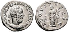 RÖMISCHE KAISERZEIT (D) Macrinus (217-218). Denarius (3,47g), Roma, 3. Emission, Anfang März-Anfang/Mitte Juni 218 n. Chr. Av.: IMP - C M OPEL SEV - MACRINVS AVG, Büste mit Lorbeerkranz und Kürass n.r