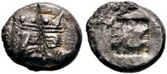 GRIECHISCHE MÜNZEN LYCIA. Phaselis. Stater (10,76 g), ca. 530-500 v. Chr. Av.: Prora n.r. Rv.: Viergeteiltes Quadratum Incusum. Heipp-Tamer Serie 3, 1a. Asyut 732-735. Stellenweise leichte Hornsilbera