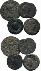 ANTIKE LOTS Lot Provinzialrömer (4). Kleines Lot aus 4 provinzialrömischen Bronzemünzen: 1 Billon-Tetra­drachme des Nero sowie 1 des Valerianus I. aus Alexandria (Aegyptus), 1 AE-Tetradrachme des Elag