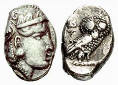 Thrakien und Griechenland ATTIKA - Athen Athen Tetradrachme (14,36 g), 3.Jhdt. Östliche Imitation. Av.: behelmter Kopf rechts. Rv.: Eule steht rechts. vgl.SNG.Cop:108. s.sch. Estimate: EUR 100
