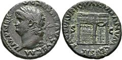 Ancient Coins: Roman RÖMISCHE KAISERZEIT - Nero (54-68) As (10,61 g), Roma, 66 n. Chr. Av.: IMP NER-O CAESAR AVG GERM, Kopf mit Lorbeerkranz n.l. Rv.: PACE P R VBIQ PARTA IANVM CLVSIT / S - C (in den 