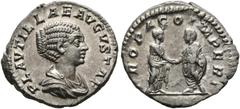Ancient Coins: Roman RÖMISCHE KAISERZEIT - Plautilla (202-205/211) Denarius (3,52 g), Roma, 202-205 n. Chr. Av.: PLAVTILLAE AVGVSTAE, Büste mit Drapierung n.r. Rv.: PROPAGO IMPERI, Plautilla sowie Car