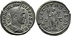 Ancient Coins: Roman RÖMISCHE KAISERZEIT - Philippus I. Arabs (244-249) Sestertius (20,50 g), Roma, 244-249 n. Chr. Av.: IMP M IVL PHILIPPVS AVG, Büste mit Lorbeerkranz, Drapierung und Kürass n.r. Rv.