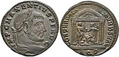 Ancient Coins: Roman RÖMISCHE KAISERZEIT - Maxentius (306-312) als Augustus. Follis (5,38 g). Aquileia, 1. Offizin, Spätsommer 307 n. Chr. Av.: IMP C MAXENTIVS P F AVG, Kopf mit Lorbeerkranz n.r. Rv.: