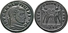Ancient Coins: Roman RÖMISCHE KAISERZEIT - Maxentius (306-312) Follis (7,41 g), Ostia, 4. Offizin, Oktober 312 n. Chr. Av.: IMP C MAXENTIVS P F AVG, Kopf mit Lorbeerkranz n.r. Rv.: AETE-RNITAS - AVG N