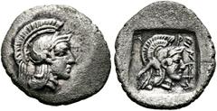 GRIECHISCHE MÜNZEN (D) LYCIA. Lykische Dynasten. Kherei (410-390). Hemidrachme (1,93 g), Xanthos. Av.: Kopf der Athena mit attischem Helm n.r. Rv.: Kopf der Athena mit attischem Helm n.r., im Feld Leg