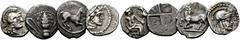 VARIA UND LOTS Varia und Lots. (D) Lot Griechen (4). Kleines Lot aus 4 Kleinsilbermünzen: 1x Obol aus Kelenderis (Cilicia), 1x Obol aus Ephesos (Ionia), 1x Obol Incerti (Cilicia), 1x Obol aus Tarsos (