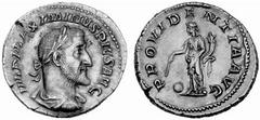 Römisches Kaiserreich: Maximinus Thrax bis Tranquillina Maximinus Thrax-235-238 Denar (3,17 g), Rom 235-236 AD. Av.: IMP MAXIMINVS PIVS AVG, Portrait n.r. Rv.: PROVIDENTIA AVG, Providentia mit Stab un