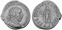 Römisches Kaiserreich: Philippus Arabs bis Philippus II. Philippus I. Arabs-244-249 Antoninian (3,53 g), Antiochia 244 AD. Av.: IMP C M IVL PHILIPPVS PF AVG PM, Portrait n.r. Rv.: SPES FELICITATIS ORB