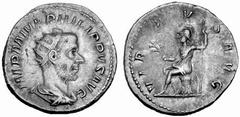 Römisches Kaiserreich: Philippus Arabs bis Philippus II. Philippus I. Arabs-244-249 Antoninian (3,67 g), Rom 244-247 AD. Av.: IMP M IVL PHILIPPVS AVG, Portrait n.r. Rv.: VIRTVS AVG, Virtus mit Zweig u
