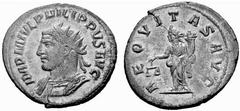 Römisches Kaiserreich: Philippus Arabs bis Philippus II. Philippus I. Arabs-244-249 Antoninian (4,06 g), Antiochia 247-249 AD. Av.: IMP M IVL PHILIPPVS AVG, Portrait n.l. Rv.: AEQVITAS AVG, Aequitas m