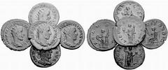 Römisches Kaiserreich: Philippus Arabs bis Philippus II. Philippus I. Arabs-244-249 Lot 5 Stk. Antoniniane, Rom 244-249 AD. Rv.: PM TRP II COS PP, NOBILITAS AVGG, LIBERALITAS AVGG II, SECVRIT ORBIS un