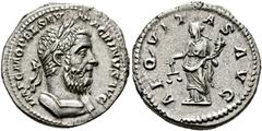 RÖMISCHE KAISERZEIT RÖMISCHE KAISERZEIT. Macrinus (217-218 n. Chr.) (D) Denarius (3,63 g), Roma, 3. Emission, Anfang März-Anfang/Mitte Juni 218 n. Chr. Büste mit Lorbeerkranz und Drapierung / Aequitas
