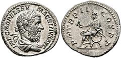 RÖMISCHE KAISERZEIT Macrinus (217-218). (D) Denarius (2,89 g), Roma, 3. Emission, Anfang März-Anfang/Mitte Juni 218 n. Chr. Av.: IMP C M OPEL SEV - MACRINVS AVG, Büste mit Lorbeerkranz und Drapierung 