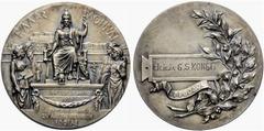 HISTORISCHE MEDAILLEN EUROPA - ÜBERSEE GRIECHENLAND Athen. AE Prämienmedaille (versilbert) 1903, der Industrieausstellung in Athen, verliehen an Cicilja G. S. Kongit. Av.: Sophia umgeben von Handel, H
