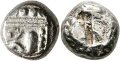 GRIECHISCHE MÜNZEN LYCIA. Phaselis. Stater (10,98 g), ca. 500-480 v. Chr. Prora in Form einer Eberprotome / Quadratisches Incusum. Asyut 736-742, SNG von Aulock 4392. s.sch. (D).
