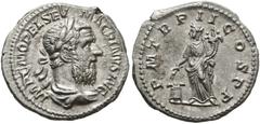 RÖMISCHE KAISERZEIT RÖMISCHE KAISERZEIT. Macrinus (217-218). Denarius (3,55 g), Roma, 3. Emission, Anfang März-Mitte Juni 218 n. Chr. Av.: IMP C M OPEL SEV - MACRINVS AVG, Büste mit Lorbeerkranz und D