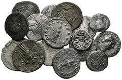 VARIA UND LOTS ANTIKER MÜNZEN (D) Lot Römer (ca. 16). Lot aus 16 römischen Silbermünzen von der Republik (7x) bis Valerianus (1x), dabei: 1x Quinar von Augustus (f.sch.) und 1x Quinar von Hadrianus (g