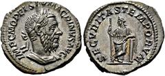 RÖMISCHE KAISERZEIT Macrinus (217-218) Denarius (3,58 g), Roma, 2. Emission, September 217-Februar 218 n. Chr. Av.: IMP C M OPEL SEV MACRINVS AVG, Büste mit Lorbeerkranz und Kürass n.r. Rv.: SECVRITAS
