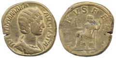 Ancient coins Ancient, Roman Empire, JULIA MAMAEA (mother of Severus Alexander). AE sestertius. JVLIA MAMAEA AVGVSTA, diademed and draped bust of Julia Mamaea right)(VENVS FELIX S C, Venus enthroned l
