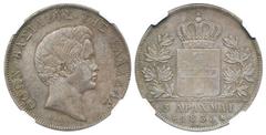 World coins, countries G–R Greece, Otho I (1832-1862) KM 20 5 drachmai 1833 Paris mint. Toned and attractive example. Graded by NGC as XF45. VF-XF