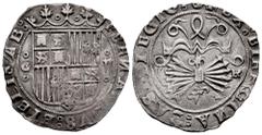 Catholic Kings (1474-1504) Catholic Kings (1474-1504). 2 reales. Granada. R. (Cal-498). Anv.: FERNANDVS : ET ELISAB : . Shield between G - II delimited vertically by roundels. Rev.: + REX : ET REGINA 