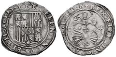 Catholic Kings (1474-1504) Catholic Kings (1474-1504). 2 reales. Sevilla. (Cal-516). Anv.: FERNANDVS : ET · ELIDABET. Rev.: + REX · ET REGINA · CASTELE · LEGION. 8 pointed star between the yoke and th