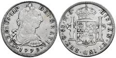 Charles III (1759-1788) Charles III (1759-1788). 8 reales. 1772. Mexico. FM. (Cal-1105). Ag. 26,85 g. Inverted mintmark and assayers. Scarce. Ex Aureo&Calicó 297 (18/10/2017), lot 1614. VF. Est...150,