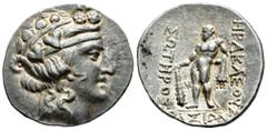 Greek Coins Celts in Eastern Europe. Thasos type. Tetradrachm. Century II-I BC. (Lanz-950). (Cf. Lukanc-p. 29,264). Anv.: Head of Dionysos to right, wearing ivy wreath. Rev.: Herakles standing to left