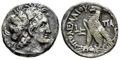 Greek Coins Ptolemaic Kings of Egypt. Kleopatra III and Ptolemy IX Soter II (Lathyros). Tetradrachm. RY 6 = 112/11 BC. Alexandria. (Svoronos-1667). (Sng Cop-351). (DCA-60). Anv.: Diademed head of Ptol