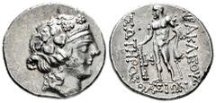 Greek Coins Thrace Islands. Thasos. Tetradrachm. 148-90/80 BC. (Hgc-6, 359). (Le Rider-Thasiennes 51). Anv.: Head of youthful Dionysos to right, wearing tainia and wreath of ivy and fruit. Rev.: HΡAKΛ