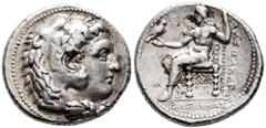 Greek Coins Kingdom of Macedon. Alexander III, "The Great". Tetradrachm. 323-317 BC. Babylon. (Price-3692). Anv.: Cabeza de Heracles a derecha recubierta con piel de león. Rev.: Zeus sentado a izquier