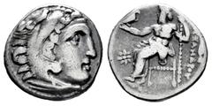 Greek Coins Kingdom of Macedon. Philip III Arrhidaios. Drachm. 322-319 BC. Kolophon. In the name and type of Alexander III. (Price-1765). (Müller-176). Anv.: Head of Herakles to right, wearing lion sk