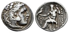 Greek Coins Kingdom of Macedon. Antigonos I Monophthalmos. Drachm. 310-301 BC. Magnesia. In the name and types of Alexander III. (Price-1980). (Müller-556). Anv.: Head of Herakles to right, wearing li