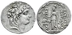 Greek Coins Cappadocian Kingdom. Ariarathes VII Philometor. Tetradrachm. 107/6-104/3 BC. Mint A (Eusebia-Mazaka). (SC-2150.1). (Hgc-9.1069). Anv.: Diademed head of Antiochos VII right. Rev.: Athena Ni