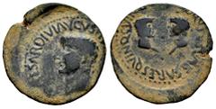 Celtiberian Coins Carthage Nova. Time of Tiberius. Half unit. 14-36 AD. Cartagena (Murcia). (Abh-607). (Acip-3151a). Anv.: TI. CAESAR. DLVI. AVGVSTI. F. AVGVSTVS. P. M. Bare head of Tiberius left. Rev