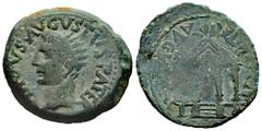Celtiberian Coins Emerita Augusta. Time of Tiberius. Unit. 14-36 AD. Mérida (Badajoz). (Abh-1046). (Acip-3394a). Anv.: DIVVS. AVGVSTVS. PATER. Laureate and radiate head of Augustus left. Rev.: Tetrast
