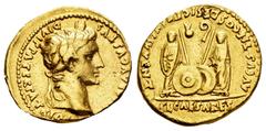 Roman Imperatorial Augustus. Aureus. 2 BC- 4 AD. Lugdunum. (Ric-I 206). (Bmcre-515). (Cal-176). Anv.: (CAESAR) AVGVSTVS DIVI F PATER PATRIAE, laureate head to right. Rev.: AVGVSTI F COS DESIG PRINC IV