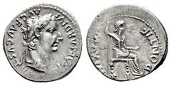 Roman Imperial Tiberius. Denarius. 14-37 AD. Lugdunum. (Ric-I 30). (Bmcre-48). (Rsc-16a). Anv.: TI CAESAR DIVI AVG F AVGVSTVS. laureate head to right. Rev.: (PONTIF) MAXIM, Livia, as Pax, seated to ri