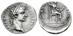 Roman Imperial Tiberius. Denarius. 14-37 AD. Lugdunum. (Ric-I 30). (Bmcre-48). (Rsc-16a). Anv.: TI CAESAR DIVI AVG F AVGVSTVS. laureate head to right. Rev.: (PONTIF) MAXIM, Livia, as Pax, seated to ri