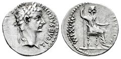 Roman Imperial Tiberius. Denarius. 14-37 AD. Lugdunum. (Ric-I 30). (Bmcre-48). (Rsc-16a). Anv.: TI CAESAR DIVI AVG F AVGVSTVS. laureate head to right. Rev.: (PONTIF) MAXIM, Livia, as Pax, seated to ri