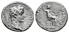 Roman Imperial Tiberius. Denarius. 14-37 AD. Lugdunum. (Ric-I 30). (Bmcre-48). (Rsc-16a). Anv.: TI CAESAR DIVI AVG F AVGVSTVS. laureate head to right. Rev.: PONTIF MAXIM, Livia, as Pax, seated to righ