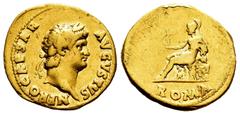 Roman Imperial Nero. Aureus. 64-65 AD. Rome. (Ric-I 54). (Bmcre-81). (C-257). Anv.: NERO CAESAR AVGVSTVS, laureate head to right. Rev.: Roma seated to left on cuirass, holding Victory and parazonium, 