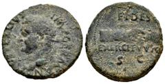 Roman Imperial Galba. Unit. 69 AD. Tarraco. (Ric-42). (Bmc-103). (Ch-34). Anv.: A VITELLIVS IMP GERMAN. Laureate head of Vitellius to left, with globe at point of neck. Rev.: FIDES - EXERCITVVM / S C.