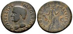 Roman Imperial Vitellius. Unit. 69 AD. Tarraco. (Ric-44). (Ch-49). (Bmc-105). Anv.: A VITELLIVS IMP GERMAN, laureate head left, globe at truncation point on bust. Rev.: LIBERTAS RESTITVTA, Libertas dr