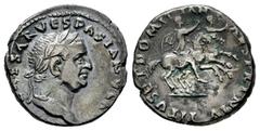 Roman Imperial Vespasian. Denarius. 69-70 AD. Rome. (Ric-5). (Rsc-539). (Abh). Anv.: (IMP) CAESAR VESPASIANVS A(VG), laureate head to right. Rev.: TITVS ET DOMITIAN CAES PRIN IV, Titus and Domitia gal
