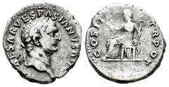 Roman Imperial Vespasian. Denarius. 70 AD. Rome. (Ric-29). (Rsc-94h). Anv.: (IMP C)AESAR VESPASIANVS AV(G), laureate head to right. Rev.: COS ITER TR POT, Pax seated to left, holding branch and caduce
