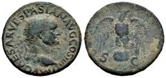 Roman Imperial Vespasian. Unit. 72 AD. Lugdunum. (Ric-II 1.1202). (Bmcre-822). Anv.: IMP CAESAR VESPASIAN AVG COS IIII, laureate head to right. Rev.: Eagle standing facing on globe, head to right, wit