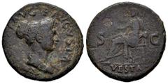 Roman Imperial Julia Titi. Dupondius. 80-81 AD. Rome. (Ric-II 1.398). (Bmcre-257). (C-18). Anv.: (IVLIA IMP T) AVG F AVGVSTA, draped bust to right. Rev.: Vesta seated to left, holding palladium and sc